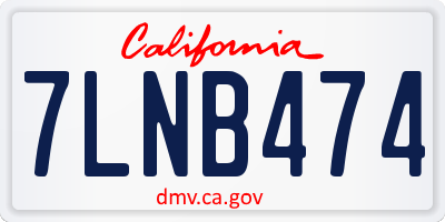 CA license plate 7LNB474