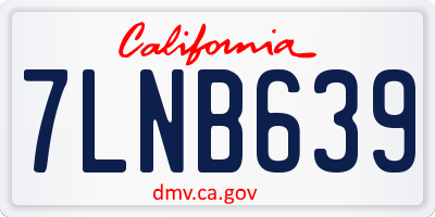 CA license plate 7LNB639