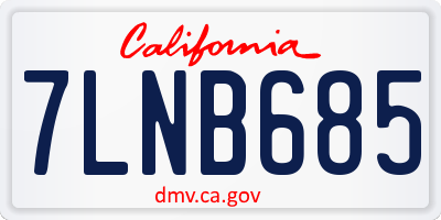 CA license plate 7LNB685