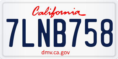 CA license plate 7LNB758