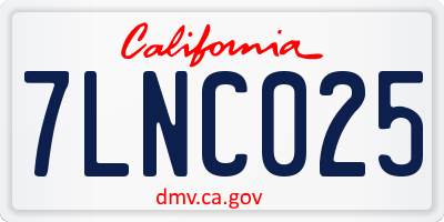 CA license plate 7LNC025