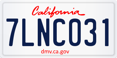 CA license plate 7LNC031