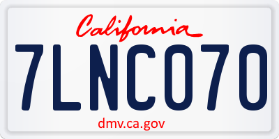 CA license plate 7LNC070
