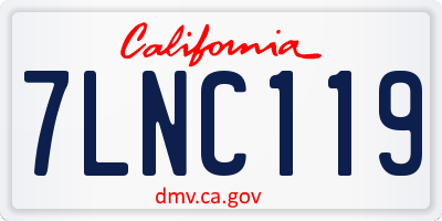CA license plate 7LNC119