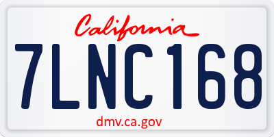 CA license plate 7LNC168