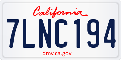 CA license plate 7LNC194
