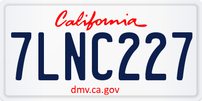 CA license plate 7LNC227