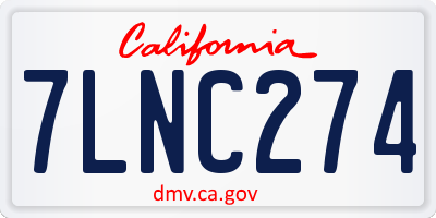 CA license plate 7LNC274