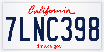 CA license plate 7LNC398