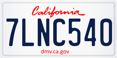 CA license plate 7LNC540