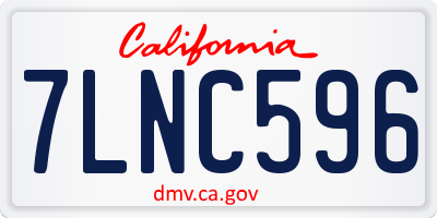 CA license plate 7LNC596