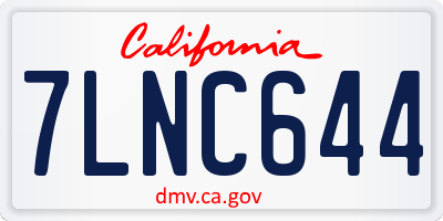 CA license plate 7LNC644