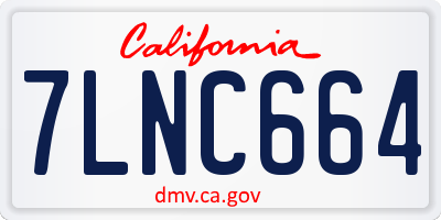 CA license plate 7LNC664