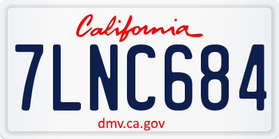 CA license plate 7LNC684