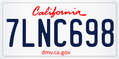 CA license plate 7LNC698