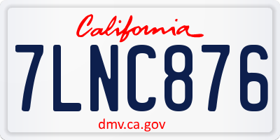 CA license plate 7LNC876