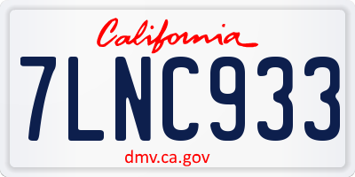 CA license plate 7LNC933