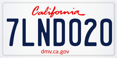 CA license plate 7LND020
