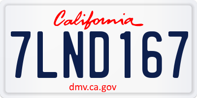 CA license plate 7LND167