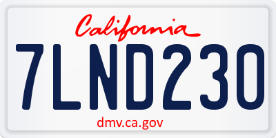 CA license plate 7LND230