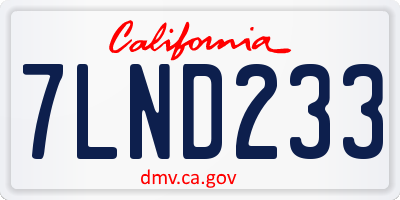 CA license plate 7LND233