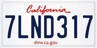 CA license plate 7LND317