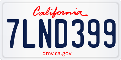 CA license plate 7LND399