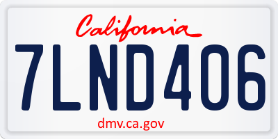 CA license plate 7LND406