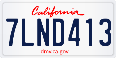 CA license plate 7LND413