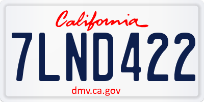 CA license plate 7LND422