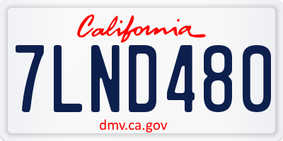 CA license plate 7LND480