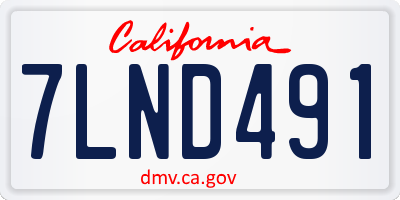 CA license plate 7LND491