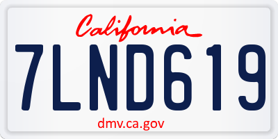 CA license plate 7LND619