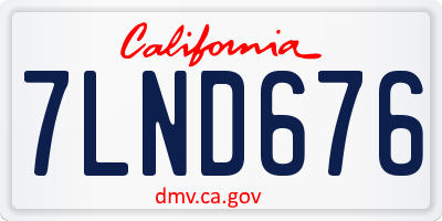 CA license plate 7LND676