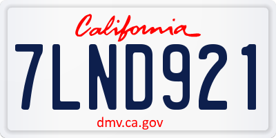 CA license plate 7LND921