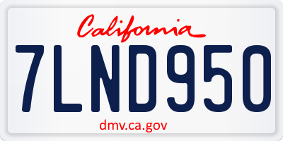 CA license plate 7LND950