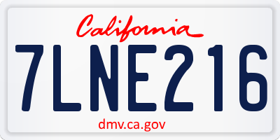 CA license plate 7LNE216