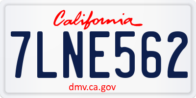 CA license plate 7LNE562