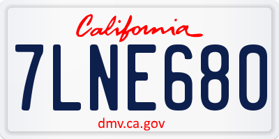 CA license plate 7LNE680