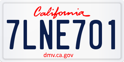 CA license plate 7LNE701