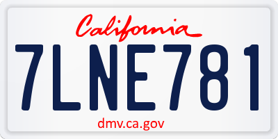 CA license plate 7LNE781