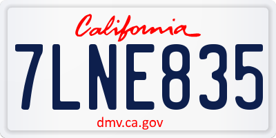 CA license plate 7LNE835