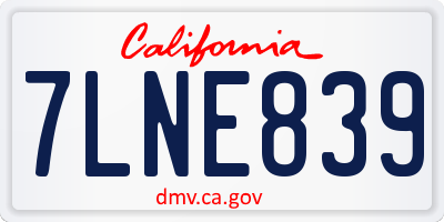 CA license plate 7LNE839