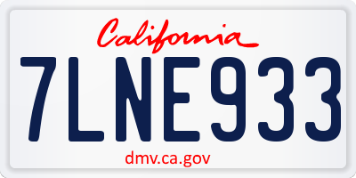 CA license plate 7LNE933