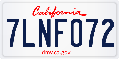 CA license plate 7LNF072