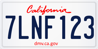 CA license plate 7LNF123