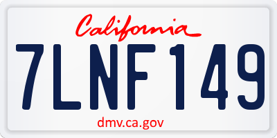 CA license plate 7LNF149
