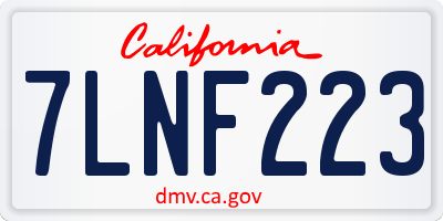 CA license plate 7LNF223