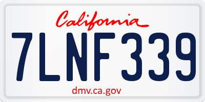 CA license plate 7LNF339