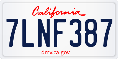 CA license plate 7LNF387